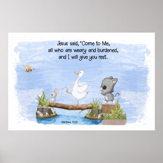 Kom tot Mij en Ik zal U rust geven Matteüs 11:28 Poster (Voorkant)