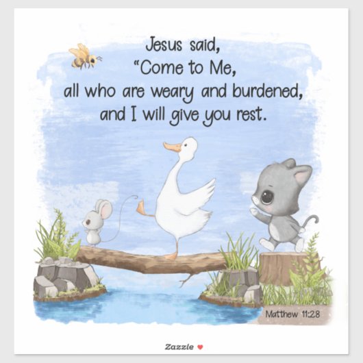 Kom tot Mij en Ik zal U rust geven Matteüs 11:28 Sticker (Vel)