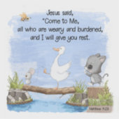 Kom tot Mij en Ik zal U rust geven Matteüs 11:28 Sticker (Voorkant)