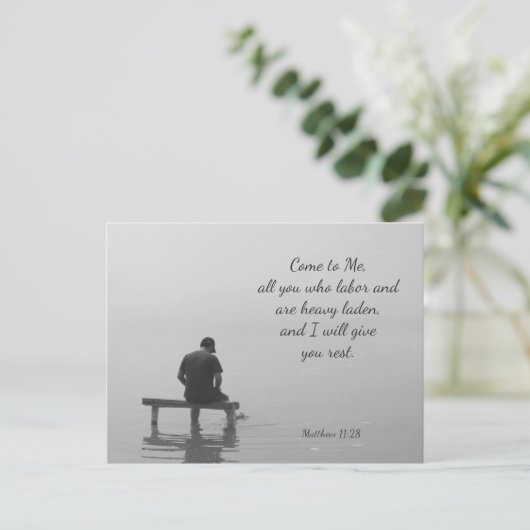 Kom tot Mij, Ik zal u rust geven, Matt.11:28 Briefkaart (Staand voorkant)