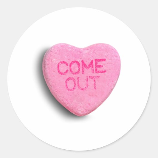 Kom uit Candy Heart Ronde Sticker (Voorkant)