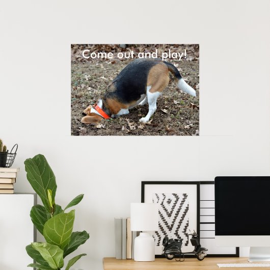 Kom uit en speel Beagle Digging Poster (Thuiskantoor)