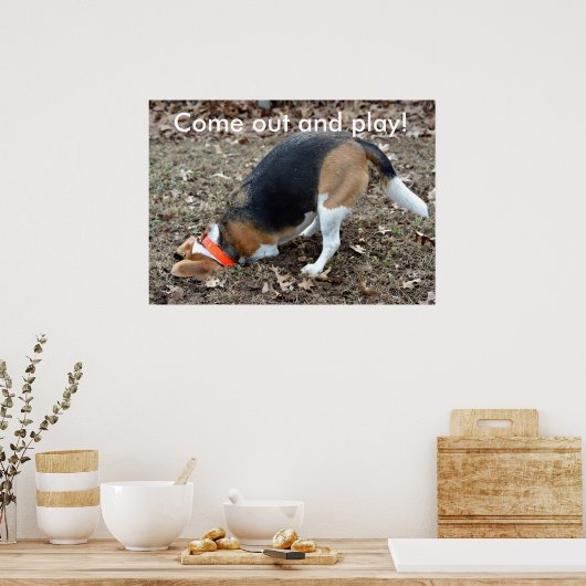 Kom uit en speel Beagle Digging Poster (Keuken)