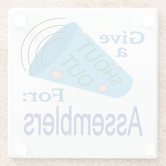 Kom uit voor Assemblers Glazen Onderzetter (Achterkant)