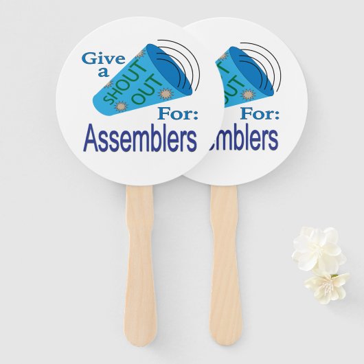 Kom uit voor Assemblers Handwaaier (Voorkant en achterkant)