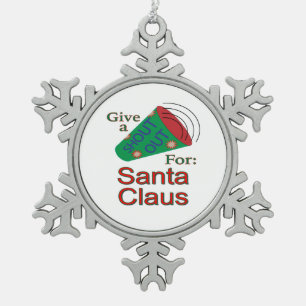 Kom uit voor de kerstman tin sneeuwvlok ornament