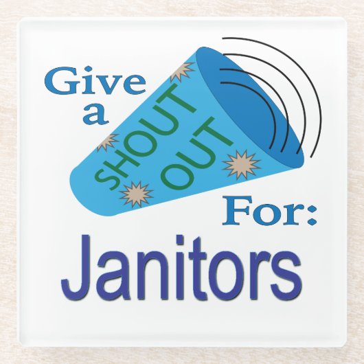 Kom uit voor Janitors Glazen Onderzetter (Voorkant)