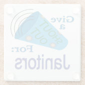 Kom uit voor Janitors Glazen Onderzetter (Achterkant)