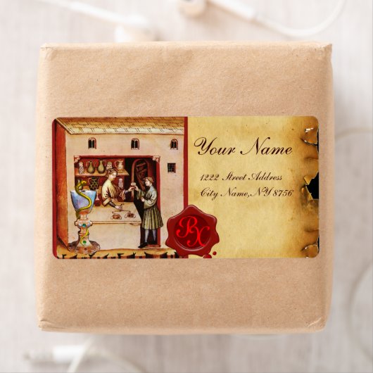 KOM VAN HYGEIA RED WAX SEAL MONOGRAM ETIKET (Insitu)