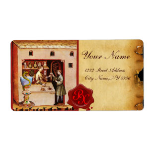 KOM VAN HYGEIA RED WAX SEAL MONOGRAM ETIKET