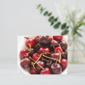 kom van kersen feestdagenkaart (Staand voorkant)