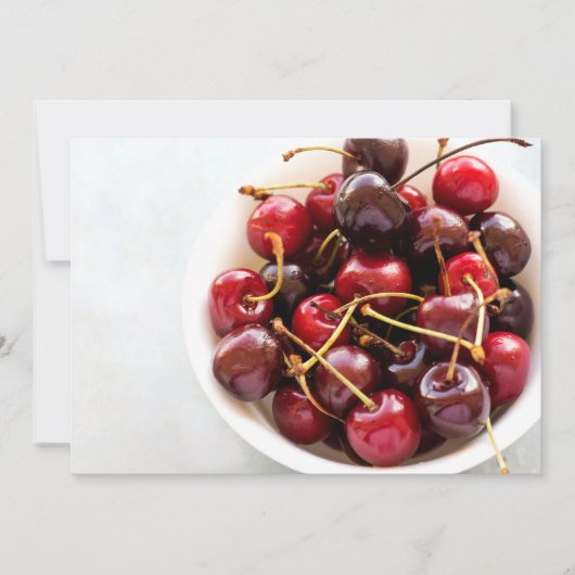 kom van kersen feestdagenkaart (Voorkant)