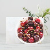 kom van kersen feestdagenkaart (Staand voorkant)