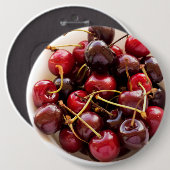 kom van kersen ronde button 6,0 cm (Voorkant /achterkant)