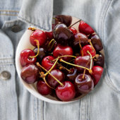 kom van kersen ronde button 6,0 cm (In situ)