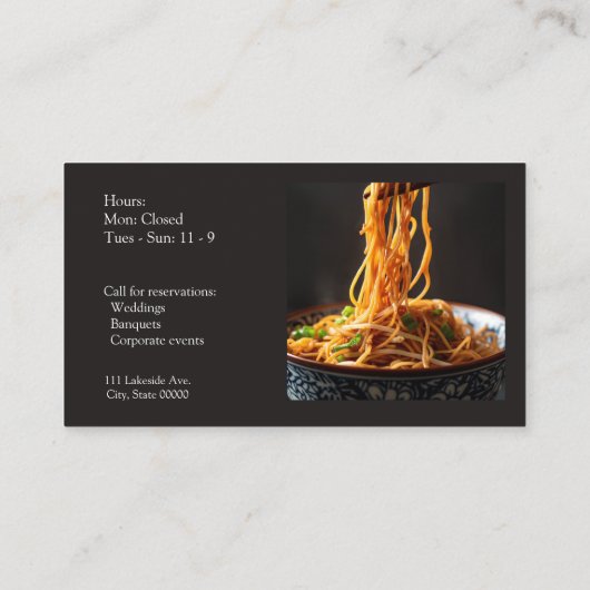 Kom van Lo Mein met kopieerruimte Visitekaartje (Achterkant)