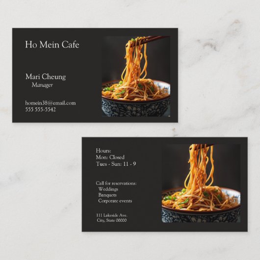Kom van Lo Mein met kopieerruimte Visitekaartje (Voorkant / Achterkant)