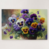 Kom van Pansies Jigsaw Puzzel (Horizontaal)