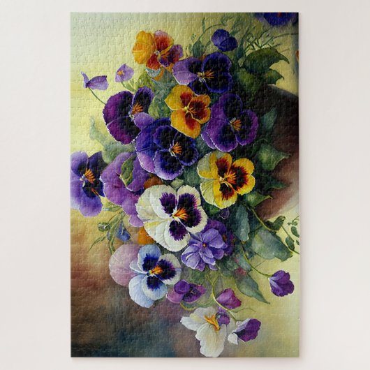 Kom van Pansies Jigsaw Puzzel (Verticaal)