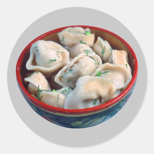 Kom van Pelmeni Ronde Sticker (Voorkant)
