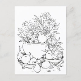 Kom van Vruchten Planten Schilderbaar Briefkaart