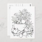 Kom van Vruchten Planten Schilderbaar Briefkaart (Voorkant / Achterkant)
