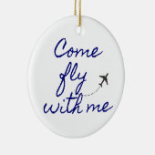 Kom vliegen met mij ornament wit/marine minimalist (Rechts)