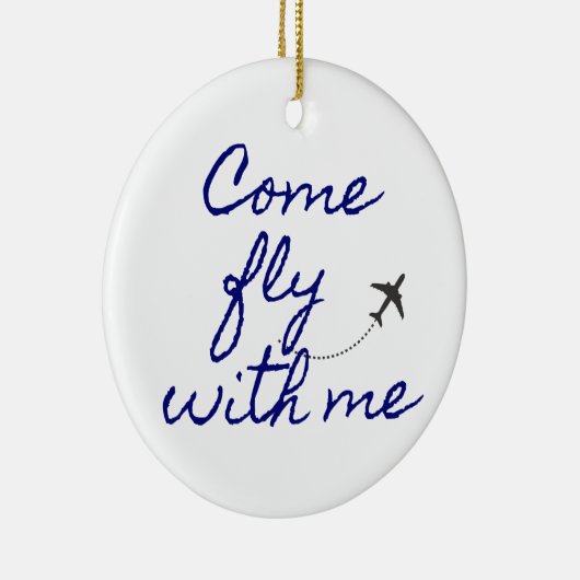 Kom vliegen met mij ornament wit/marine minimalist (Rechts)
