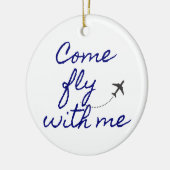 Kom vliegen met mij ornament wit/marine minimalist (Links)