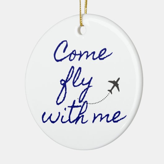 Kom vliegen met mij ornament wit/marine minimalist (Links)