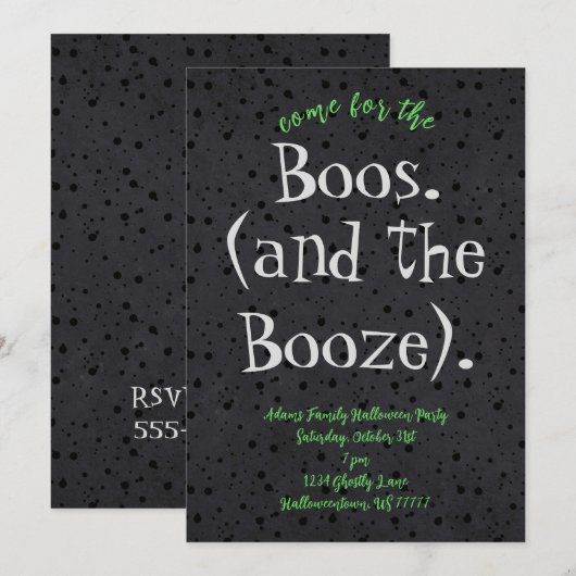 Kom voor Boos en Booze Adult Halloween Party Kaart (Voorkant / Achterkant)