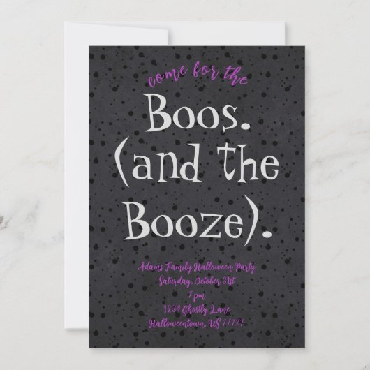 Kom voor Boos en Booze Adult Halloween Party Kaart (Voorkant)