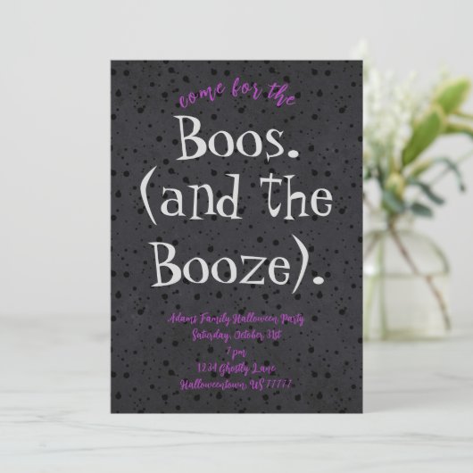Kom voor Boos en Booze Adult Halloween Party Kaart (Staand voorkant)