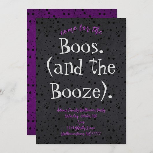 Kom voor Boos en Booze Adult Halloween Party Kaart (Voorkant / Achterkant)