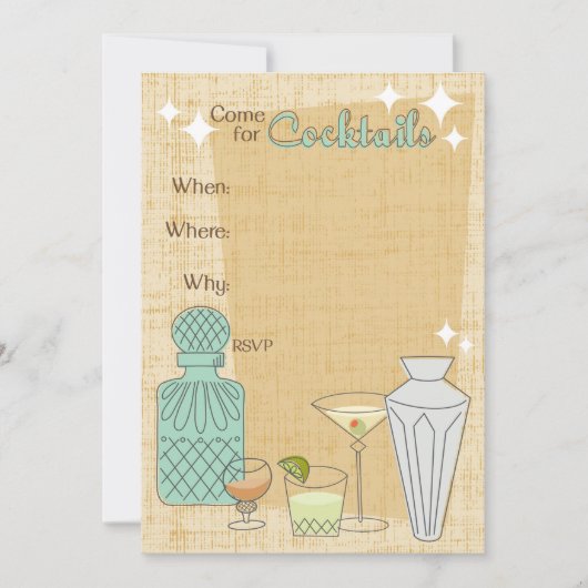 Kom voor Cocktails - Feestuitnodiging - Aanpassen Kaart (Voorkant)