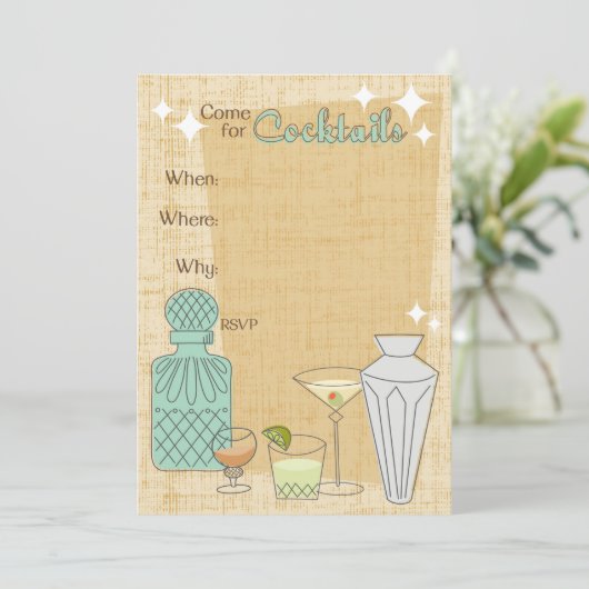 Kom voor Cocktails - Feestuitnodiging - Aanpassen Kaart (Staand voorkant)