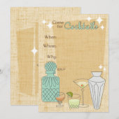 Kom voor Cocktails - Feestuitnodiging - Aanpassen Kaart (Voorkant / Achterkant)