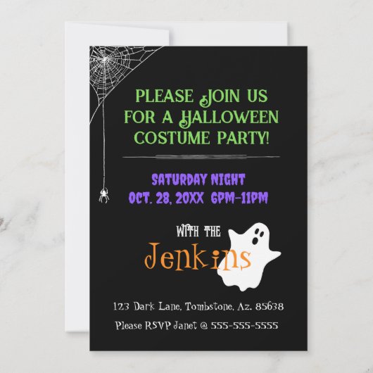 Kom voor de Boos Halloween Party uitnodiging (Achterkant)