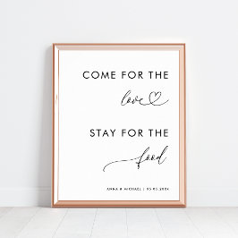 Kom voor Liefde Verblijf voor Voedsel Hart Trouwbo Poster