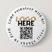 Kom Vrijwilliger QR Code Promotie Button Pin (Voorkant)