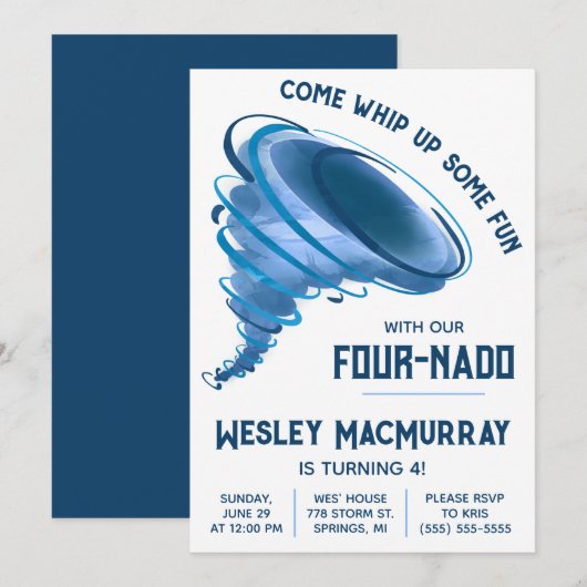 Kom wat plezier maken! Tornado verjaardagsfeestje Kaart (Voorkant / Achterkant)