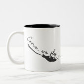 Kom, we vliegen. tweekleurige koffiemok (Links)