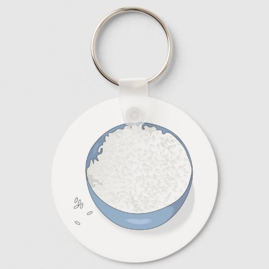 kom witte rijst sleutelhanger (Voorkant)