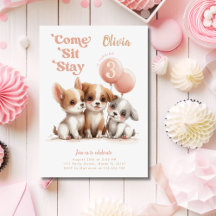 Kom Zit Blijf Meisje Puppy Verjaardagsfeestje