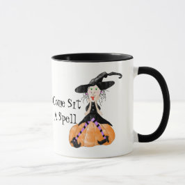 Kom zitten een spreuk heks Halloween Mok