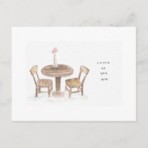 Kom zoals je briefkaart bent