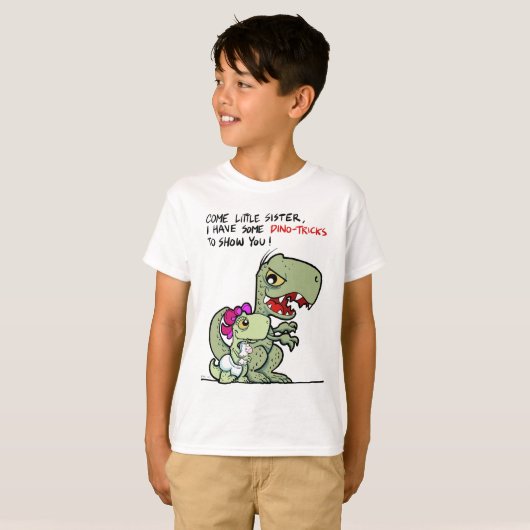 Kom zusje, ik heb wat dino-trucs t-shirt (Voorkant volledig)