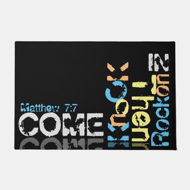 Komaan, klop, dan rots erin, groot zwart hormoon deurmat (Voorkant)