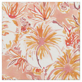 KOMBUCHA-CHA Peach Tropical Hibiscus Pattern Stof (Close Up)