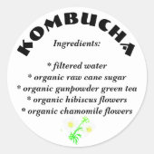 Kombucha Lijst van ingrediënten Stickers (Voorkant)